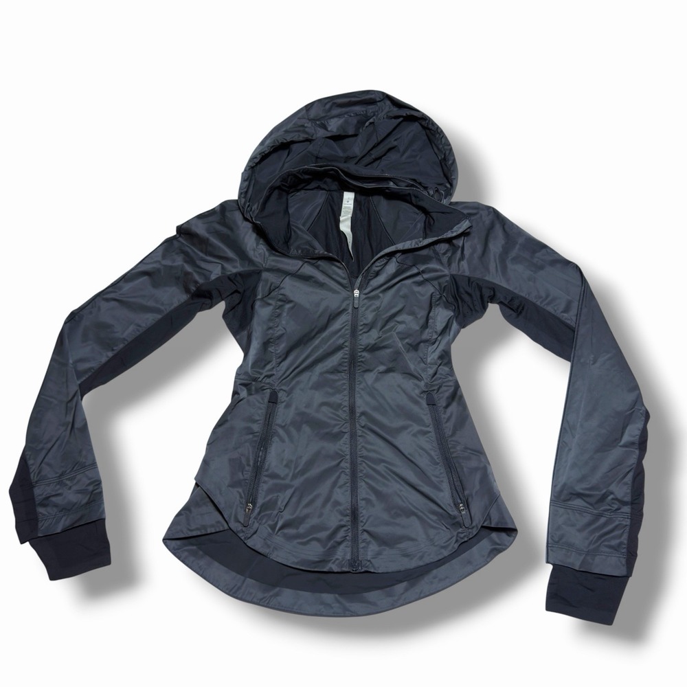 Lululemon Size 2 Goal Crusher Women  Black Jacket Full Zip Hoodie Back Pocket